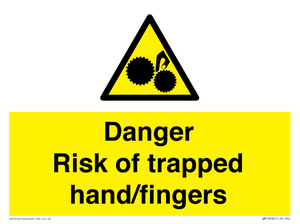 Danger Risk of trapped hand/fingers